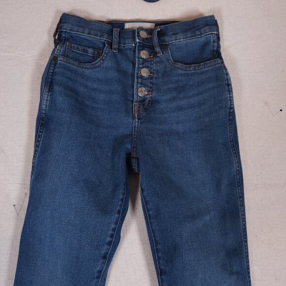 Everlane Vintage Skinny Jeans Womens 25 Regular Blue Button Fly Raw Hem Minimali - Picture 11 of 15